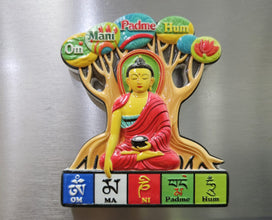 Lord Buddha ( Om Mani Padme Hum ) Marble Stone Fridge & Almirah Magnet – Stylish & Artistic Decorative Magnet for Home & Office, (pack of 1)