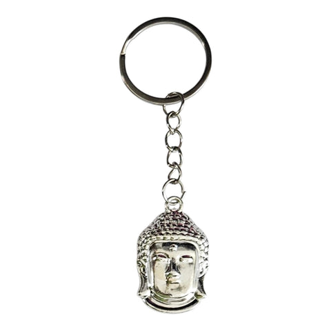 Tibetan buddha face keyring, Color-Silver, Material-Metal, keychain for gifting, keyring with anti rust (pack of 1)