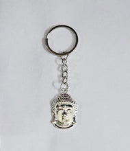Tibetan buddha face keyring, Color-Silver, Material-Metal, keychain for gifting, keyring with anti rust (pack of 1)
