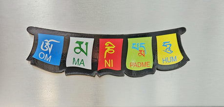 Tibetan Magnet-Om Ma Ni Padme Hum, Panchsheel Flag, Material- MDF for Fridge, almirah and More, from Kian Udyam