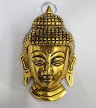 Wall Hanging of Lord Buddha Face , Colour- Golden, Material- Brass, for gifting , home decoration, brass decor ( pack of 1 )
