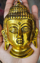 Wall Hanging of Lord Buddha Face , Colour- Golden, Material- Brass, for gifting , home decoration, brass decor ( pack of 1 )