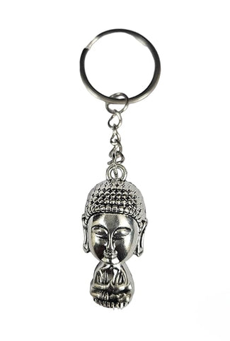 Lord buddha metal keyring, Color-Silver, keychain for gifting, keyring with anti rust (pack of 1)