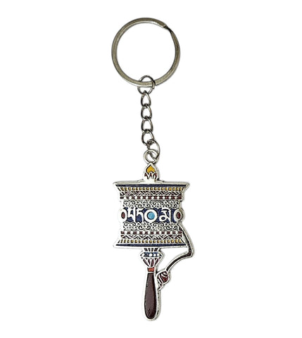 Tibetan Prayer Wheel Keyring, Color-Silver, Material-Metal, keychain for gifting, keyring with anti rust (pack of 1)