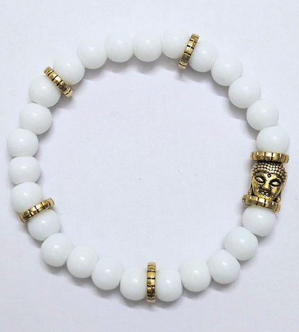 White Color Buddha Elastic Bracelet For Women & Girls