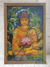 Lord Buddha Wall Painting for Living Room | Wall Decor | Bedroom | Pooja Room | Office | Hotel (Large Framed - 48.3 X 33.3 cm)