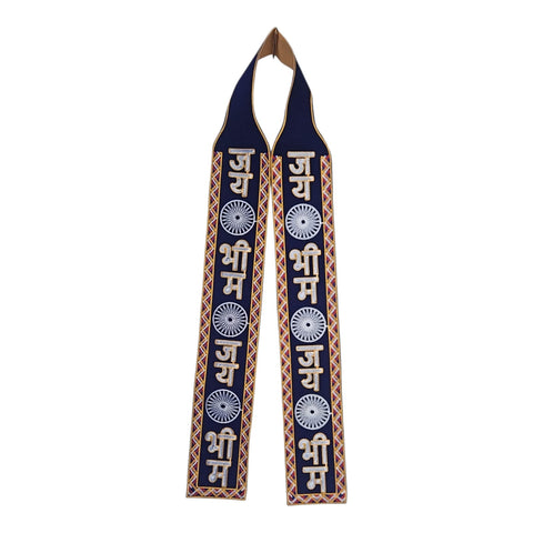 JAI BHIM VELVET PATKA/PATKE WITH RESHAM EMBROIDARY , FOR MEN & WOMEN, IN BLUE COLOR, SIZE-L-87 CM x W-9 CM