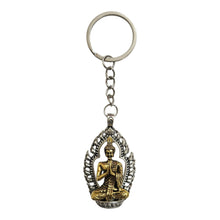 Tibetan Lord Buddha keyring, Color-Silver & Golden, Material-Metal & Brass, keychain for gifting, keyring with anti rust (pack of 1)