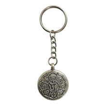 Tibetan Dhammchakr keyring, Shape- Round, Color-Silver, Material-Metal, keychain for gifting, keyring with anti rust (pack of 1)